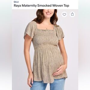 Gilli Women's Beige Smocked Maternity Top